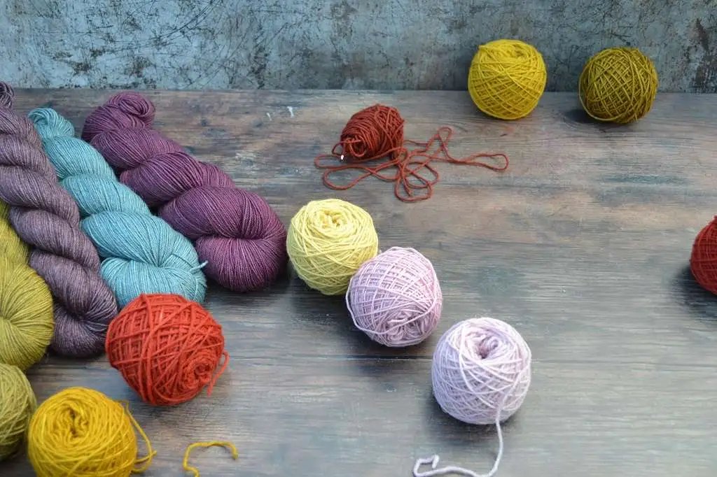 Hand dyed yarn UK, 100% natural dyes. Naturally dyed wool from the UK with some Welsh yarn and other specialty yarns