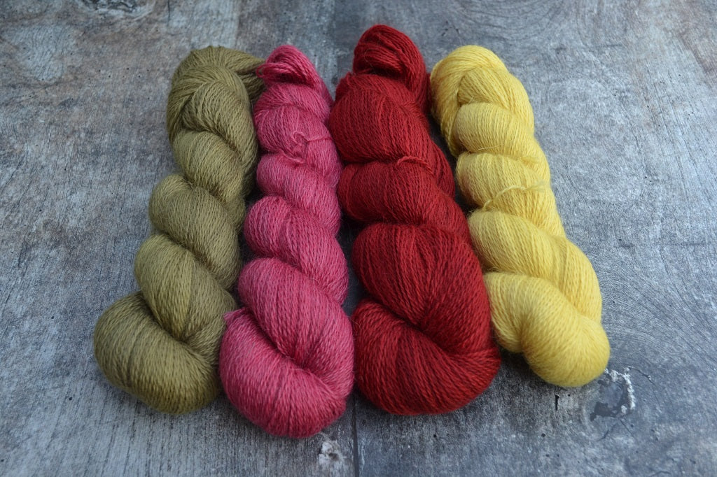 Hand Dyed Yarn , dyed with natural dyes - Corriedale Mohair 1
