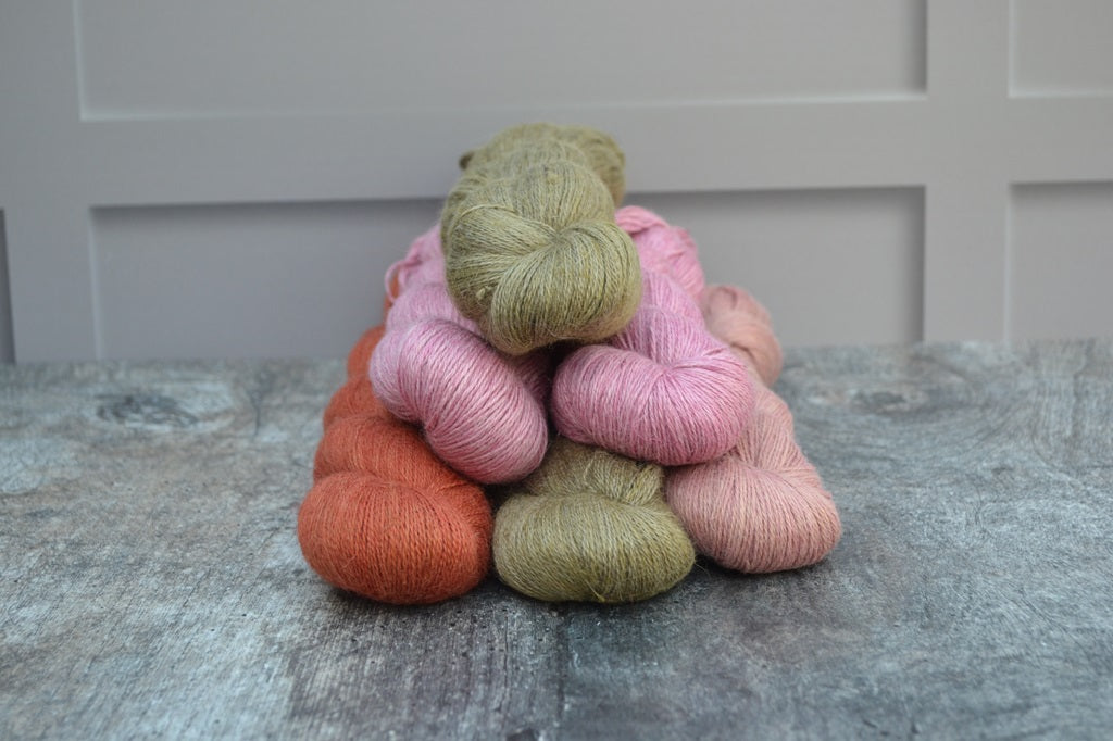 Hand Dyed Yarn, dyed with natural dyes - Alpaca Linen Silk 4 Ply