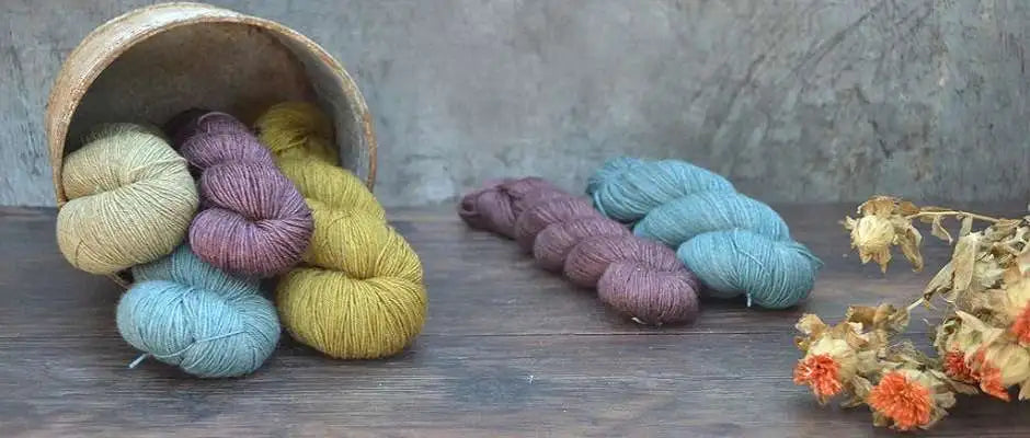 Hand dyed yarn, dyed only with natural dyes. Indie Dyer. Hand dyed in Pembrokeshire, Wales, UK