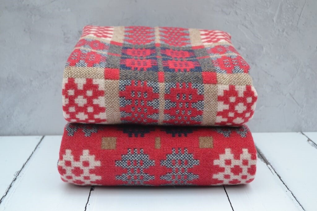 Welsh tapestry blankets for sale - Hiraeth Collection - Iconic Welsh blankets handwoven in Wales in limited numbers. Welsh tapestry blankets Pembrokeshire
