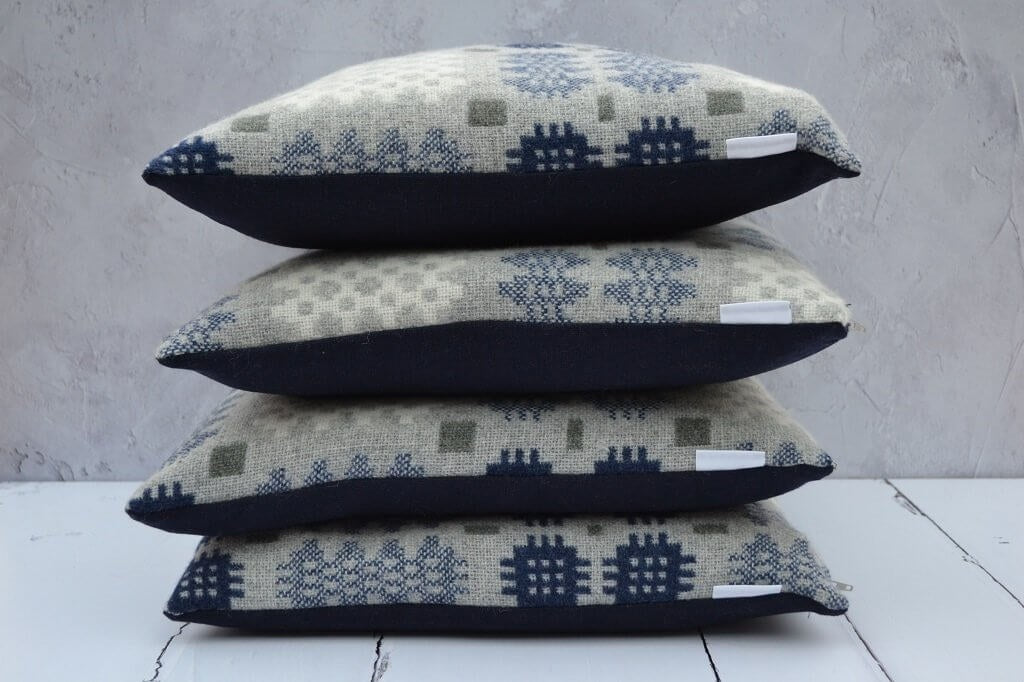 Welsh tapestry cushions for sale - traditionally hand woven in Wales in limited numbers. A perfect complement to a hand woven Welsh tapestry blanket