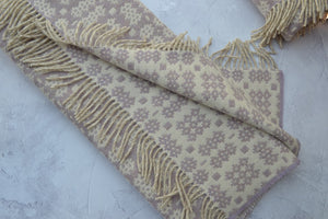 Welsh Blanket - Blaenffos is woven in a soft Periwinkle weft and a two-tone cream warp. Fully reversible