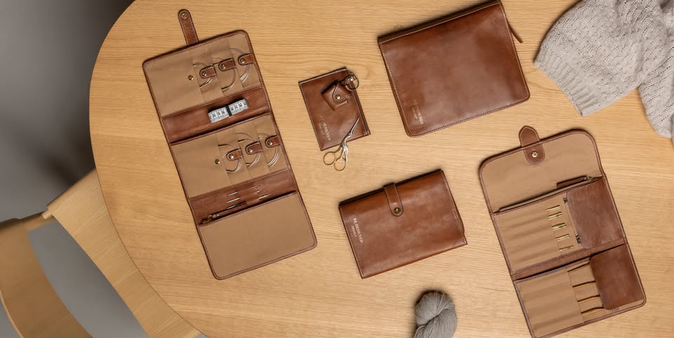 Reesigned leather knitting bags and cases