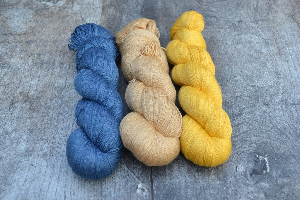 Hand dyed yarn, lace weight yarn, merino decadence yarn 1