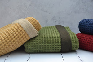 Welsh Blankets - Honeycomb or Waffle weave wool blankets with hand stitched finished edges