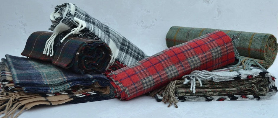 Lambswoool scarves woven in Wales in a variety of colours