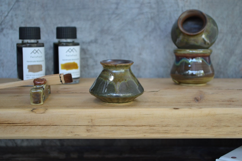 Handmade, hand thrown ceramic inkwells. Design 6