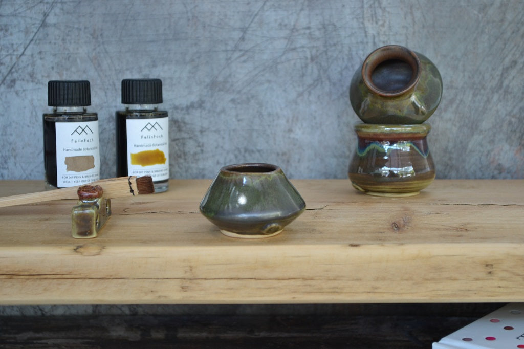 Handmade, hand thrown ceramic inkwells. Design 4