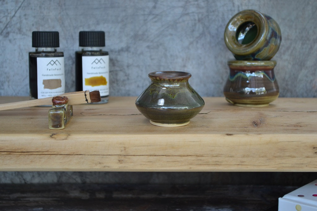 Handmade, hand thrown ceramic inkwells. Design 3
