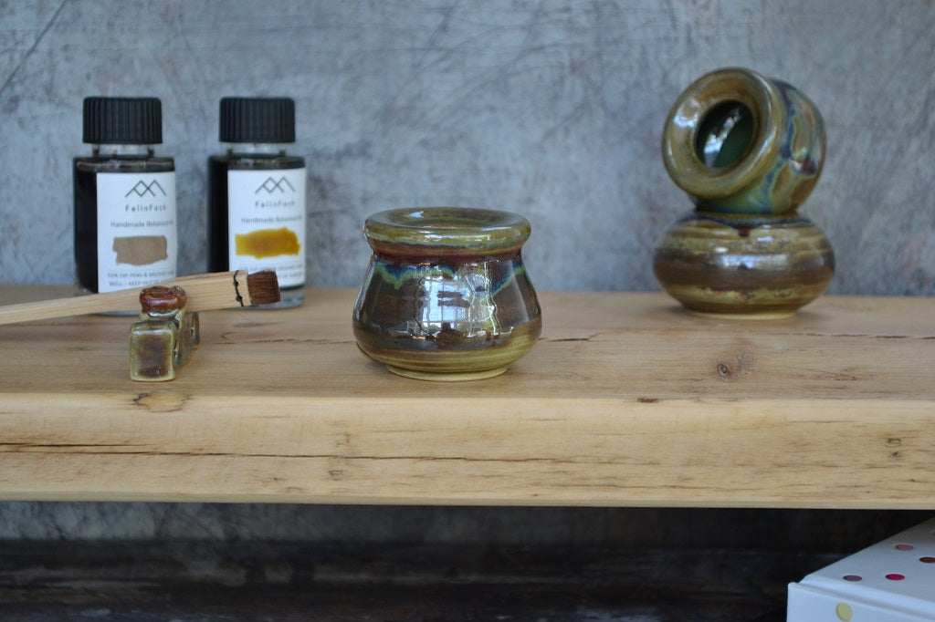 Handmade, hand thrown ceramic inkwells. Design 2