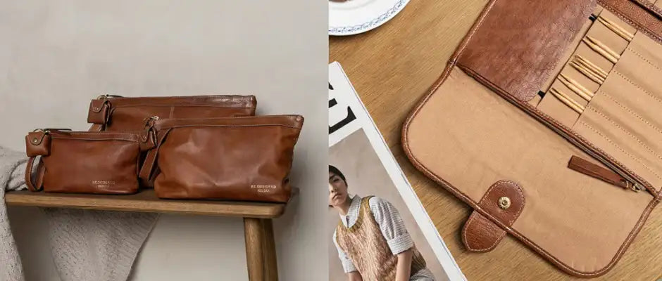 Redesigned Project bags - handmade leather knitting bags, cases and organisers