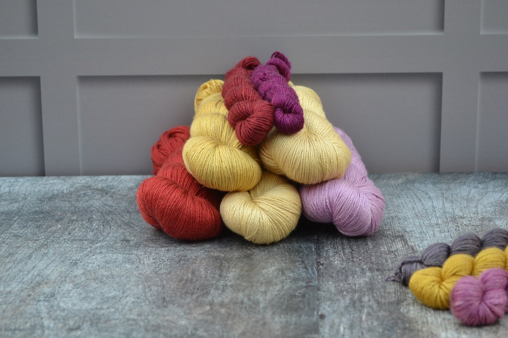 Hand Dyed Yarn, dyed with natural dyes - Merino Silk 4Ply