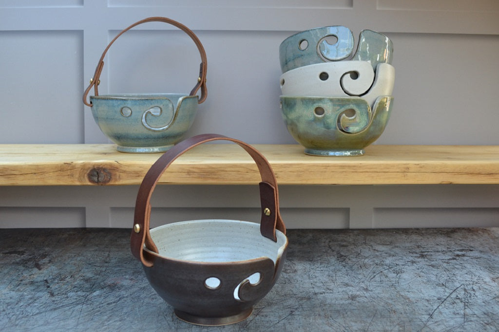 Yarn Bowls - Stoneware pottery with Round Base, 