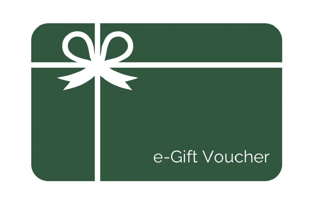 Green e-gift voucher with a white bow on a white background