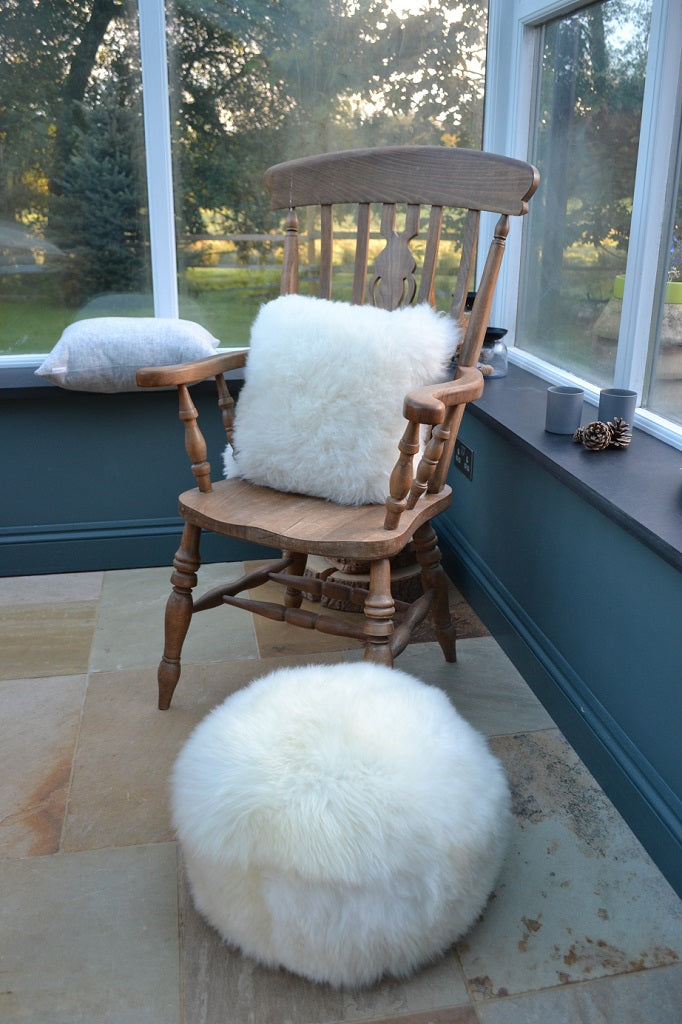 Sheepskin footstools handmade with 100% real sheep wool - 2