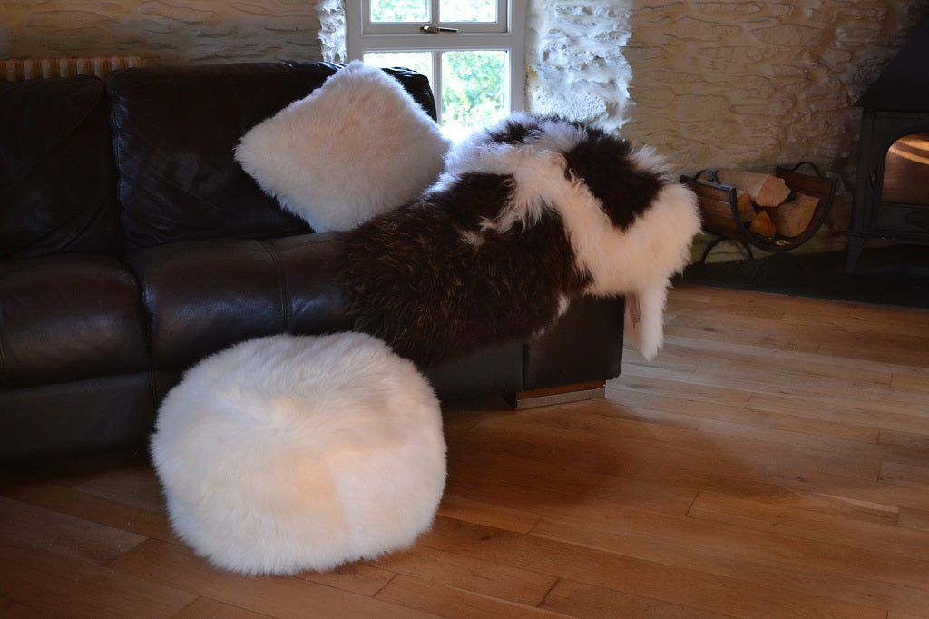 Sheepskin footstools handmade with 100% real sheep wool