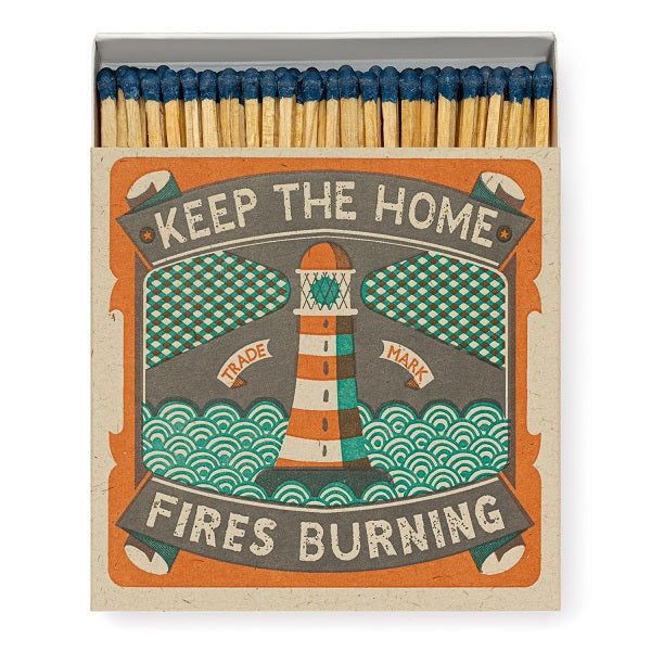Archivist Matches - Luxury matches, named Keep the home fires burning