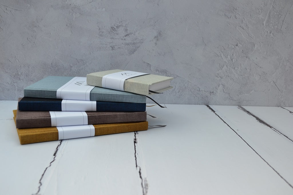 Hand bound notebooks - hand dyed linen book covers