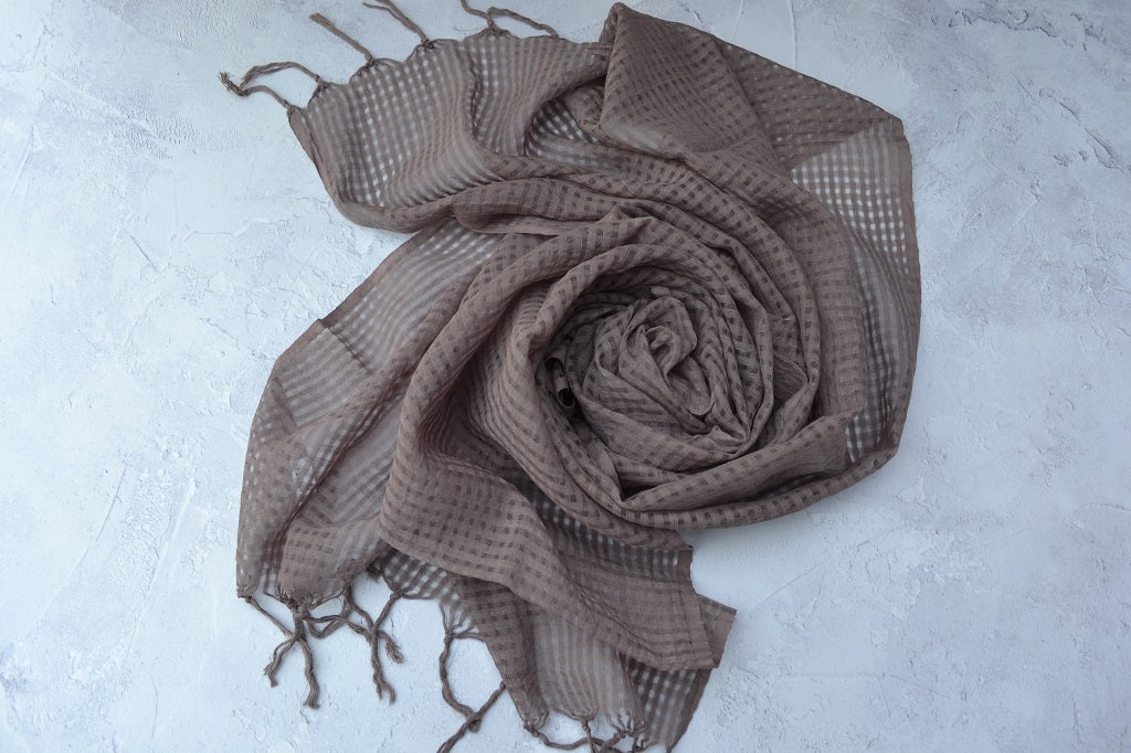 Handwoven in a cotton and silk blend hand dyed by FelinFach using Weld, Logwood, Cutch, Madder, Cochineal and Osage