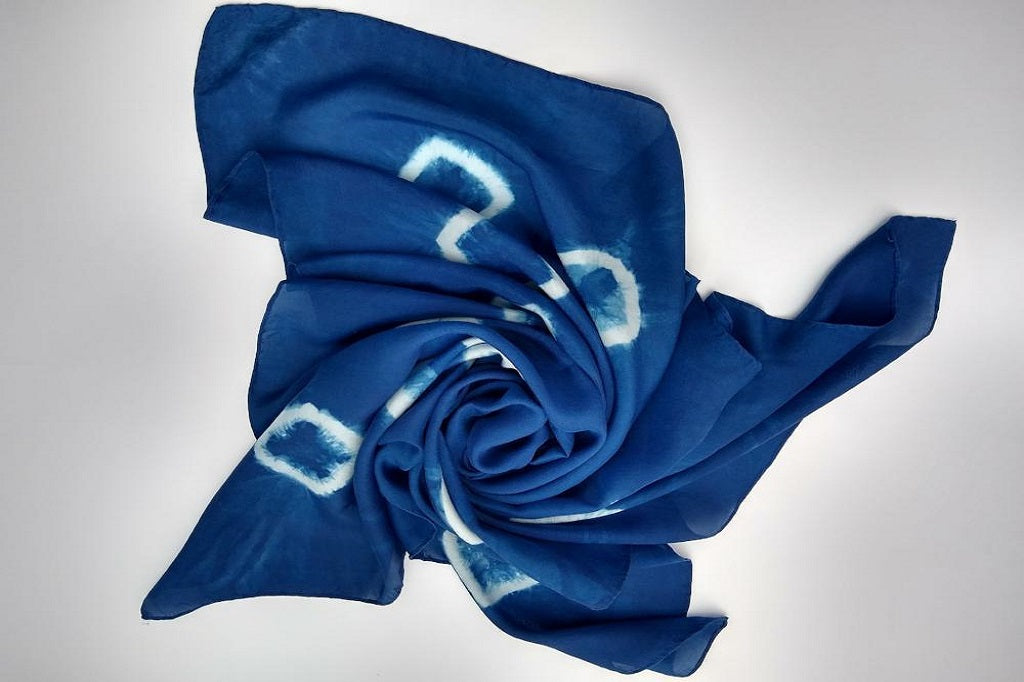 Hand dyed silk scarf - organic indigo natural dye
