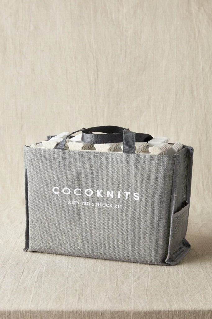 Cocoknits Knitter's Block contains everything needed to block hand-knits. . Jute Bag