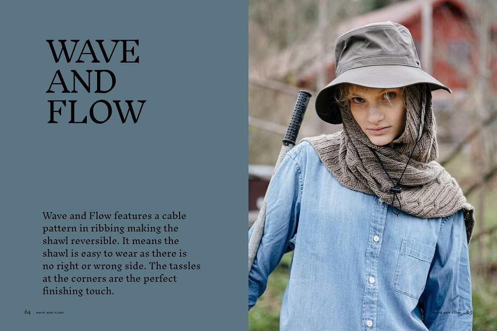 Laine Books - Contrasts - Wave and flow features a cable pattern