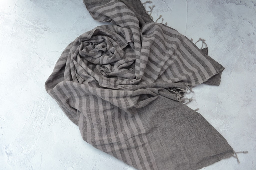Handwoven organic cotton scarves. Hand dyed with natural dyes - no chemicals used in the dyeing process